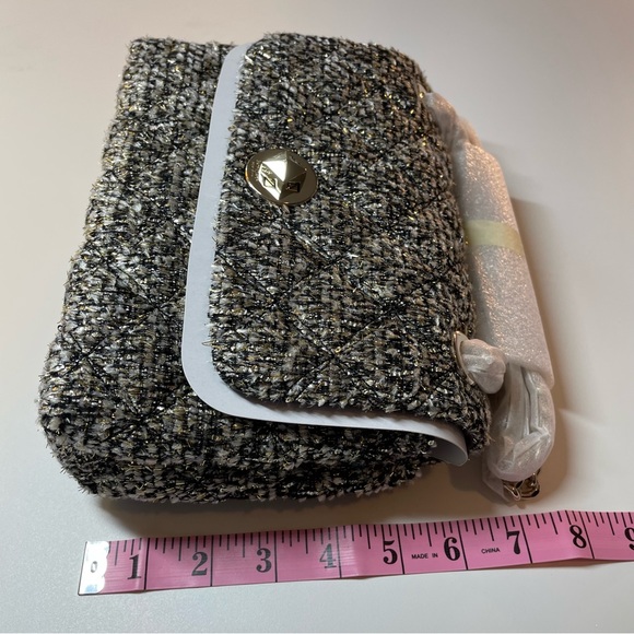 Kate Spade Flap Clasp Black and Gold Natalia Tweed Boucle Crossbody Bag Purse - Picture 7 of 10